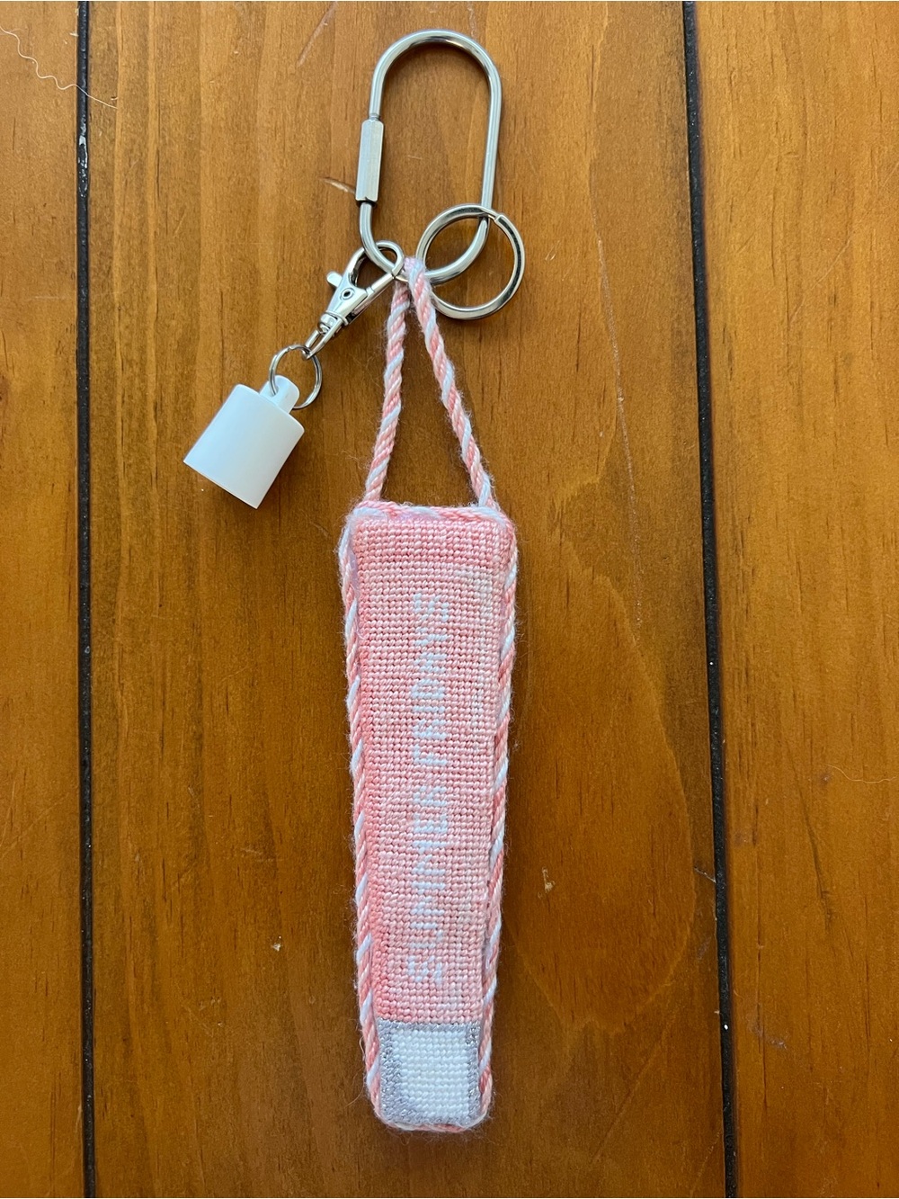Summer Fridays Needlepoint Keychain/Bag Charm w/ Lip Balm Attachment